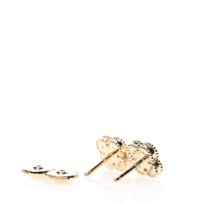Van Cleef & Arpels 18K Yellow Gold Mother of Pearl Sweet Alhambra Earrings 3 of 5