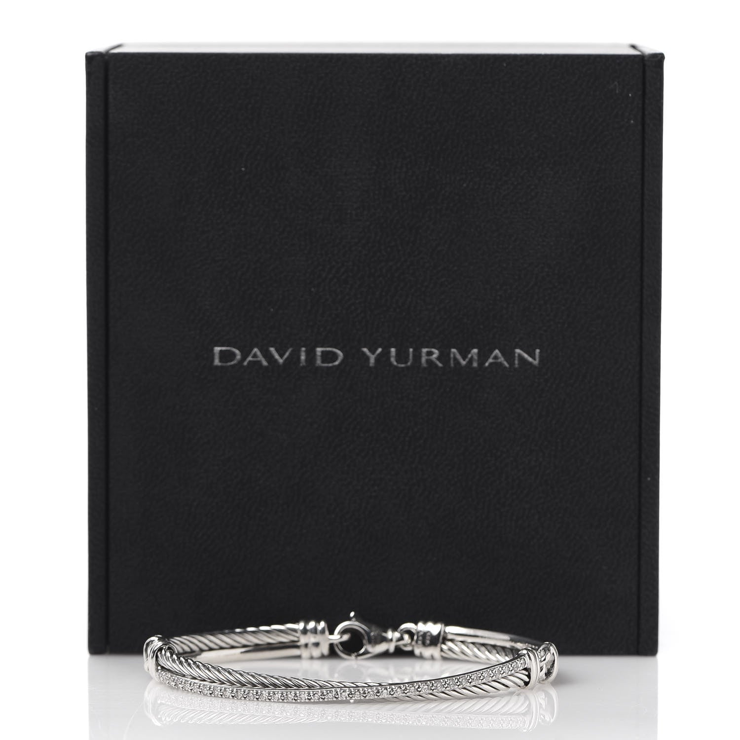 David Yurman Sterling Silver Diamond 3mm Crossover Bracelet 6 of 6
