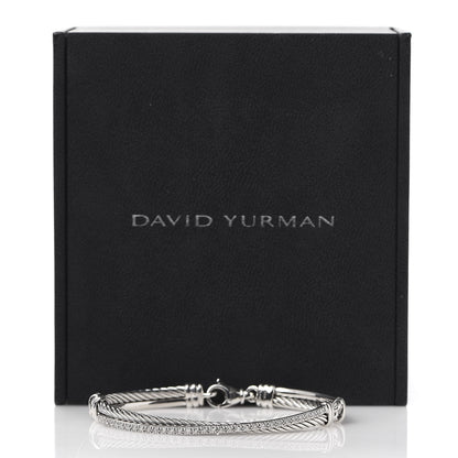 David Yurman Sterling Silver Diamond 3mm Crossover Bracelet 6 of 6