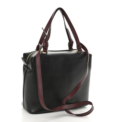 Celine Lambskin Small Soft Cube Satchel Black Burgundy 3 of 7