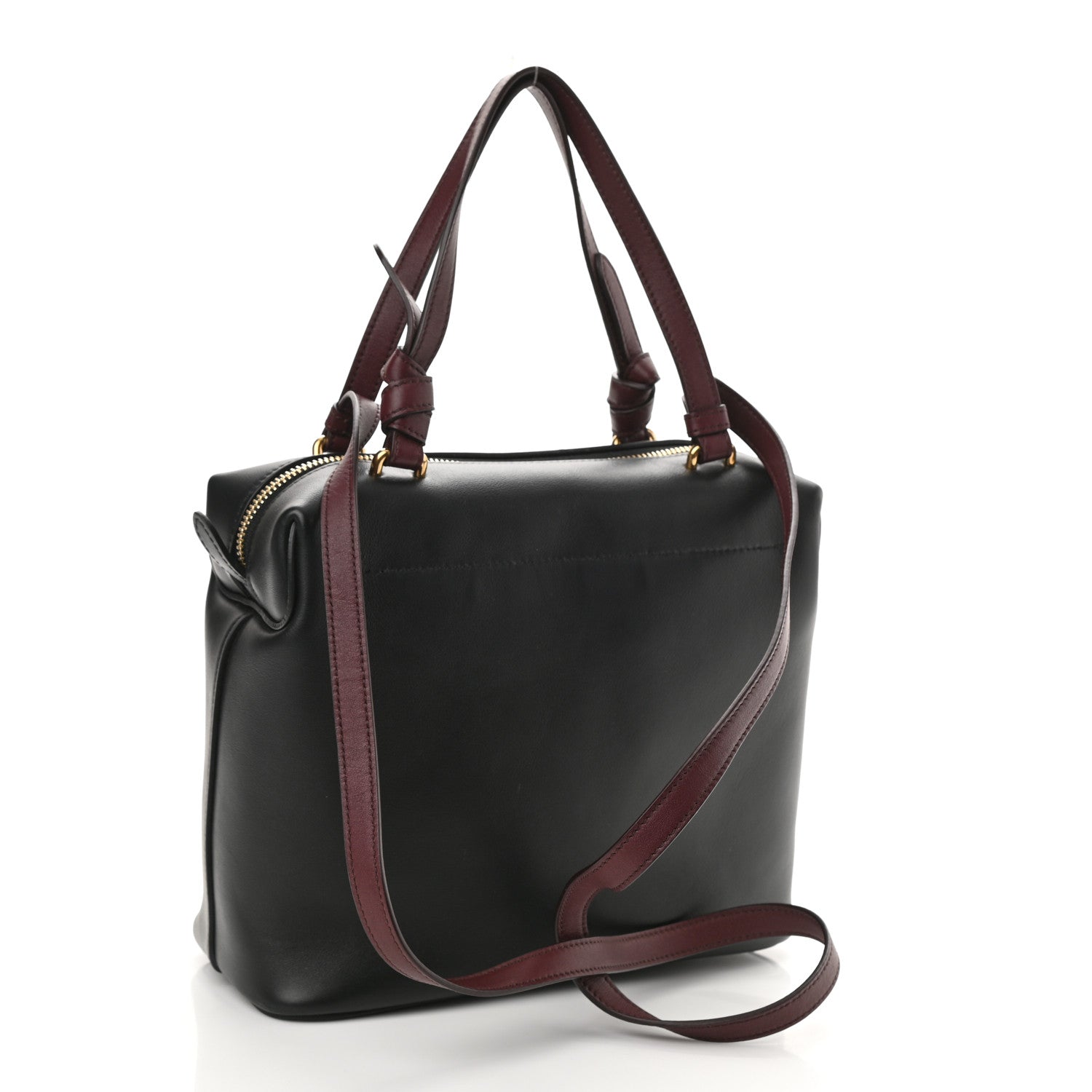 Celine Lambskin Small Soft Cube Satchel Black Burgundy 3 of 7