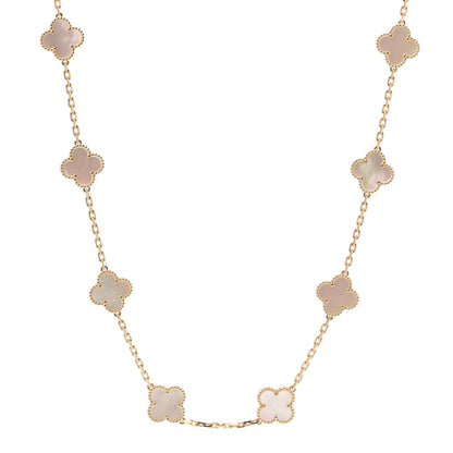 Van Cleef & Arpels 18K Yellow Gold Mother of Pearl 20 Motifs Vintage Alhambra Necklace 1 of 8