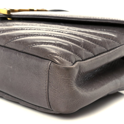 Saint Laurent Waxed Calfskin Matelasse Chevron Medium Monogram College Bag Fog Gray 10 of 10