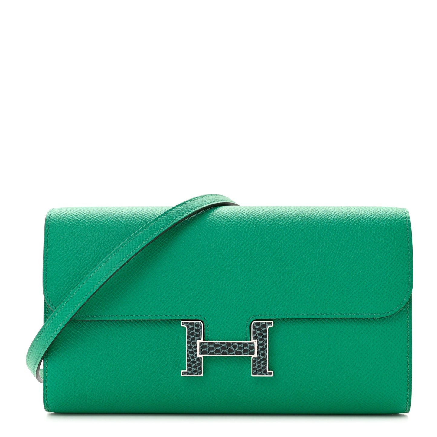 Epsom Lizard Constance Wallet To Go Vert Jade Vert Cypress