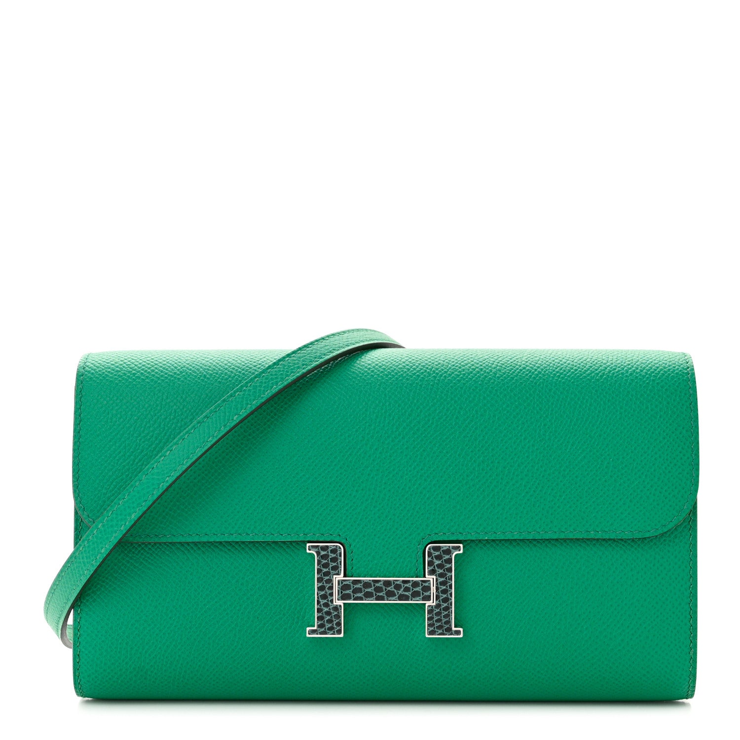 Hermes Epsom Lizard Constance Wallet To Go Vert Jade Vert Cypress 1 of 7
