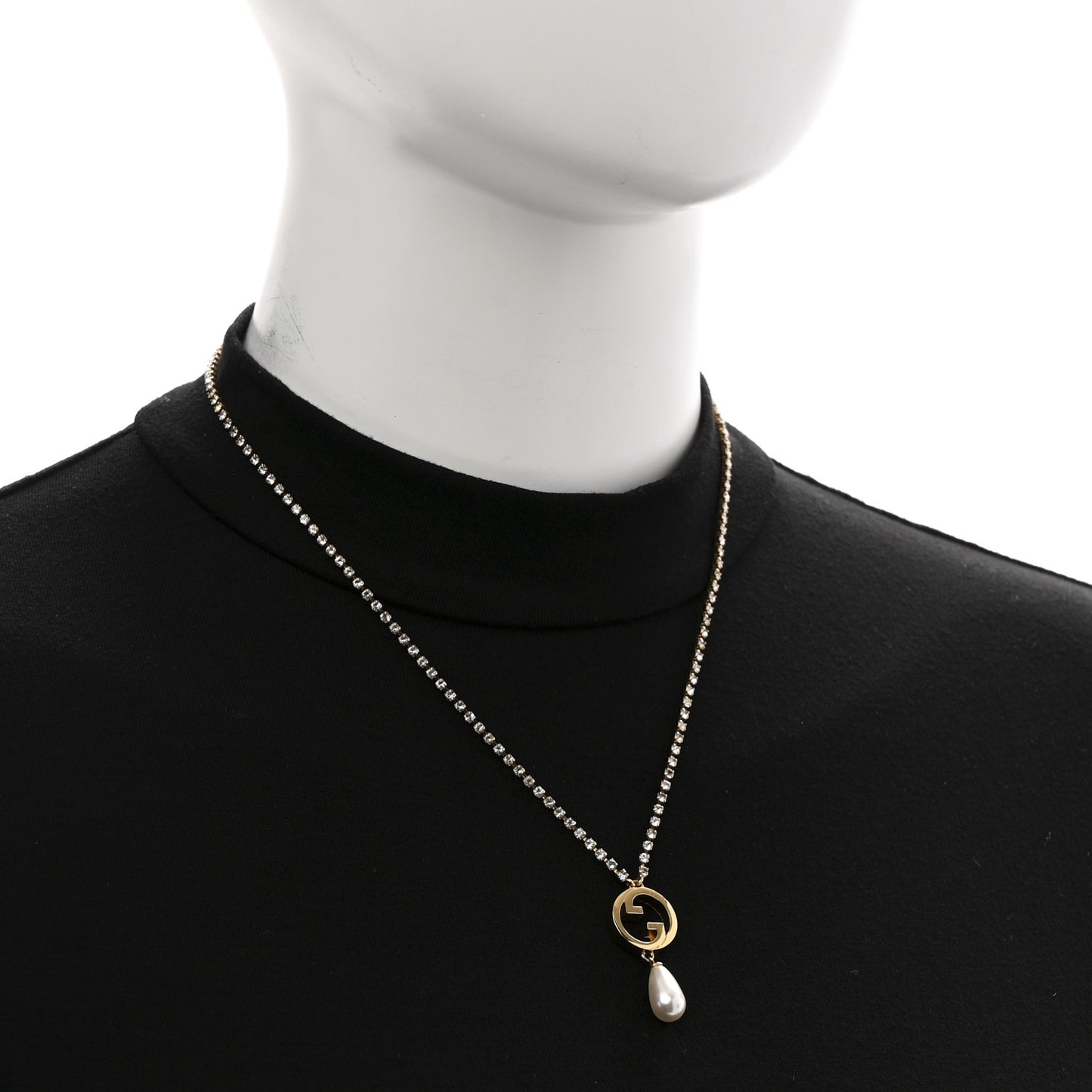 Metal Crystal Pearl Blondie Necklace Gold