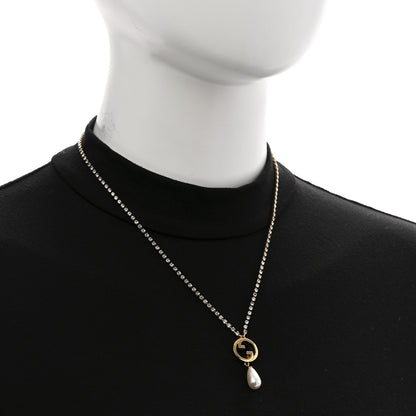 Gucci Metal Crystal Pearl Blondie Necklace Gold 2 of 7