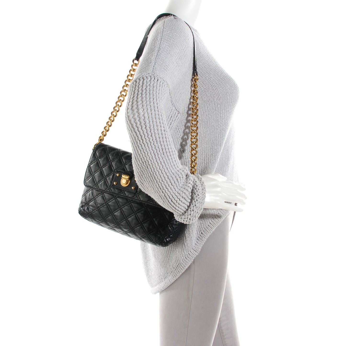 Lambskin Quilted The Large Single Flap Black