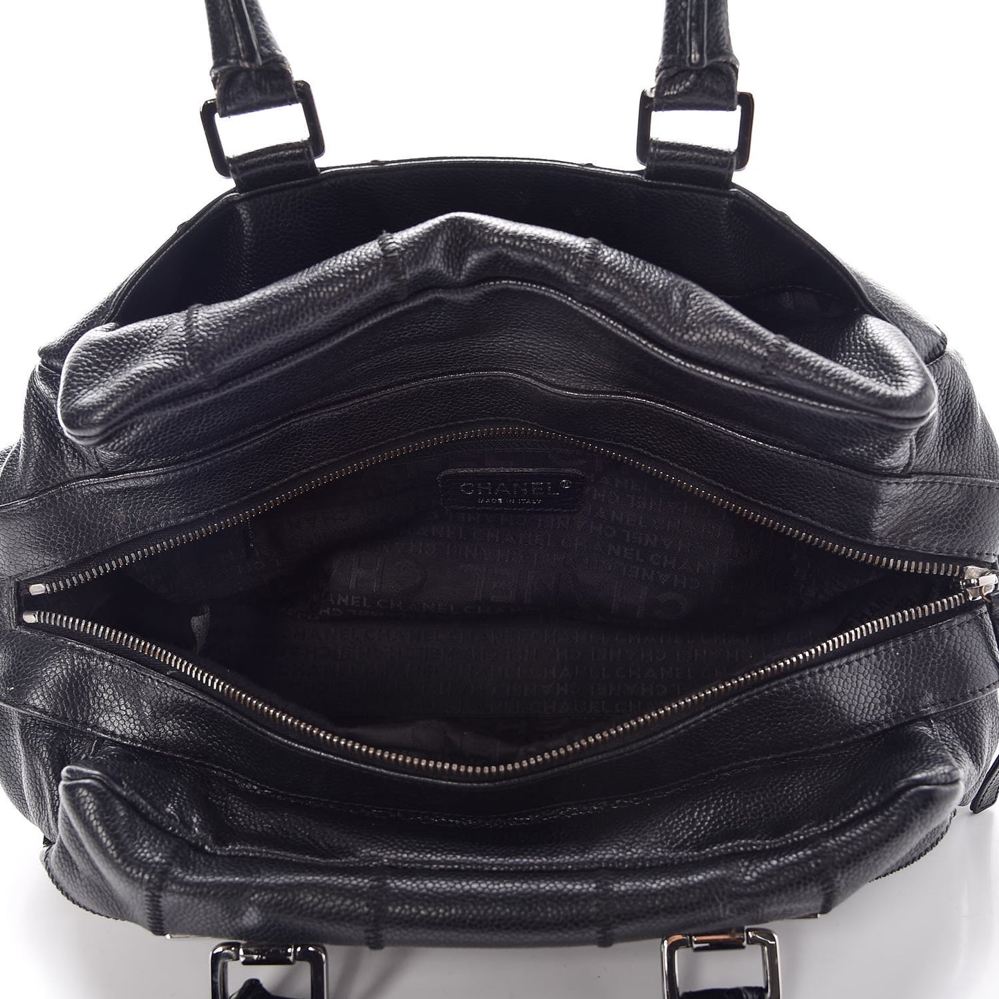 Caviar Square Stitched Medium Tote Black
