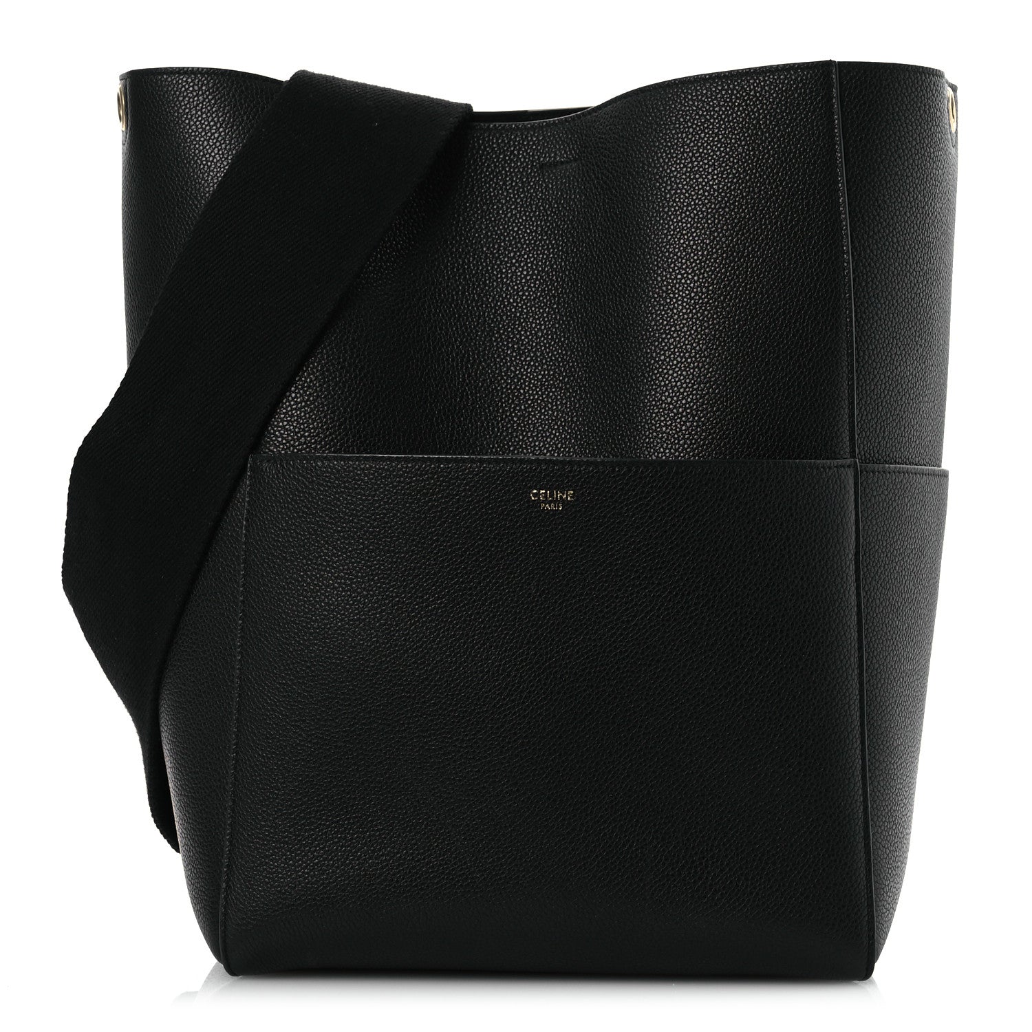 Celine Soft Grained Calfskin Sangle Bucket Bag Black 1 of 14
