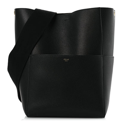 Celine Soft Grained Calfskin Sangle Bucket Bag Black 1 of 14