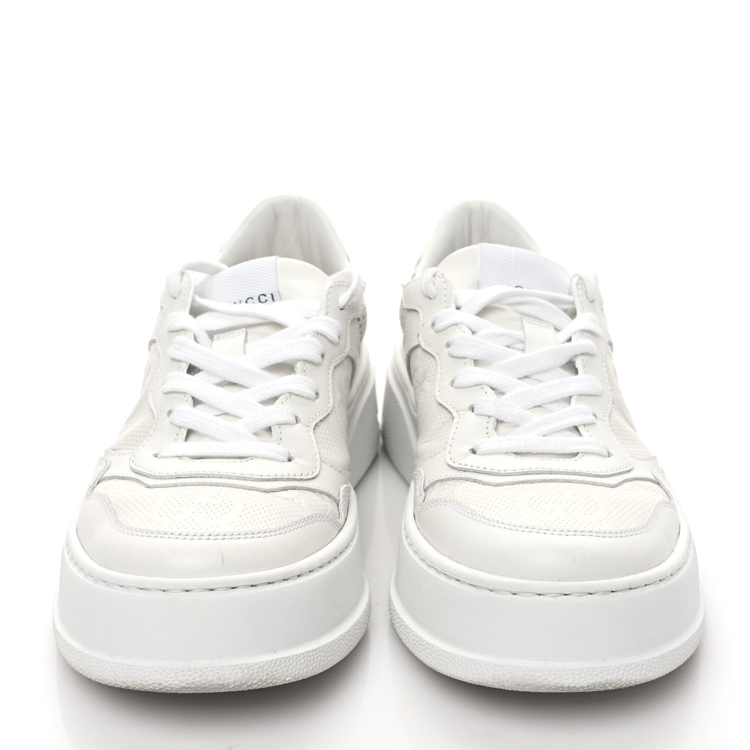 Gucci Calfskin GG Tennis Embossed Perforated Womens Platform 55mm Sneakers 38 Great White 2 of 11