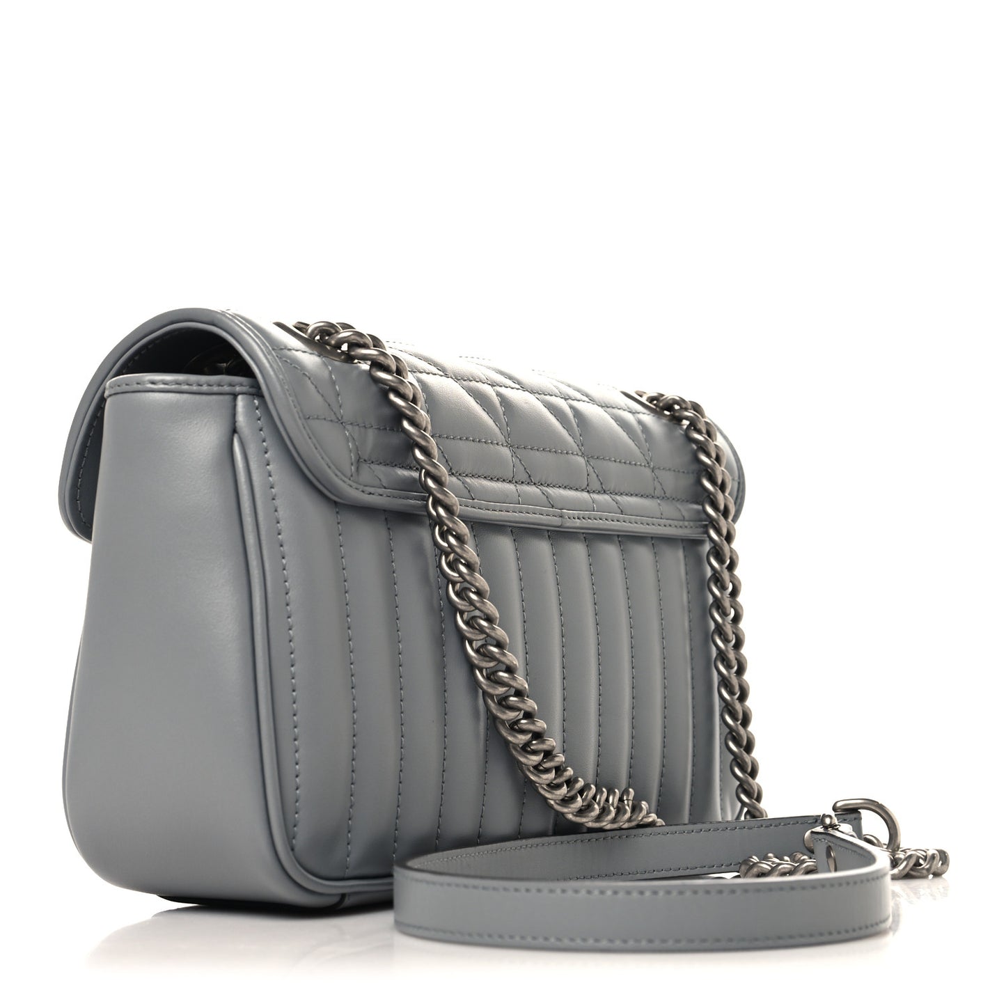 Calfskin Matelasse Aria Small GG Marmont Shoulder Bag Deep Grey