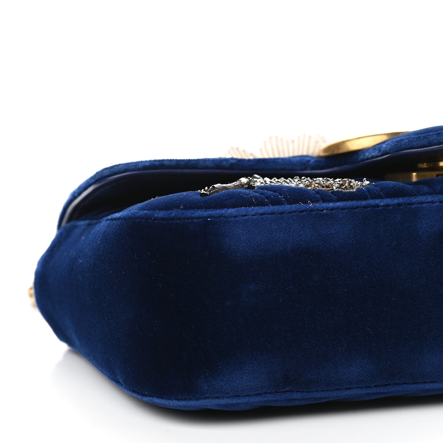 Velvet Matelasse Embroidered Mini GG Marmont Shoulder Bag Cobalt Blue