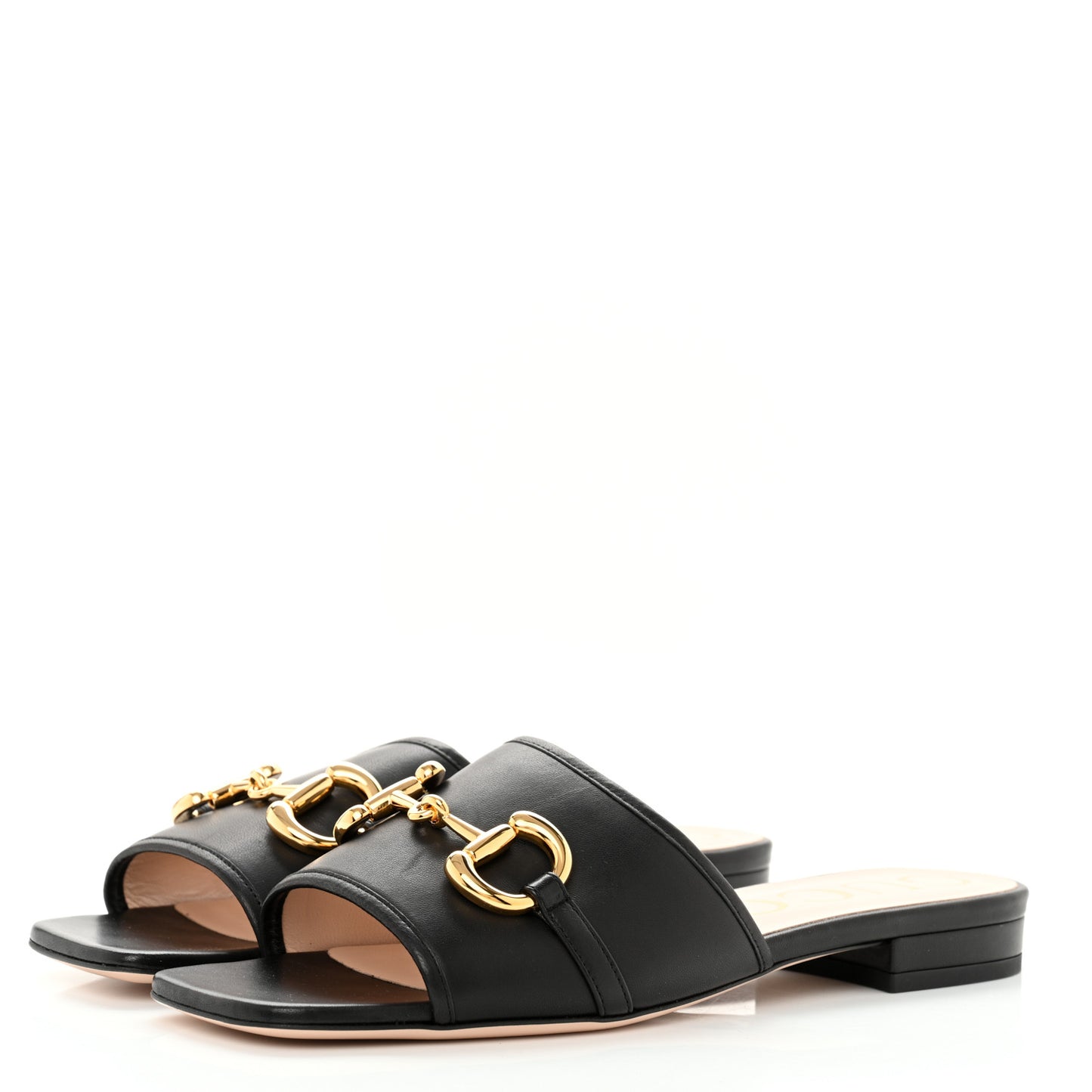 Nappa Horsebit Flat Slide Sandals 39 Black