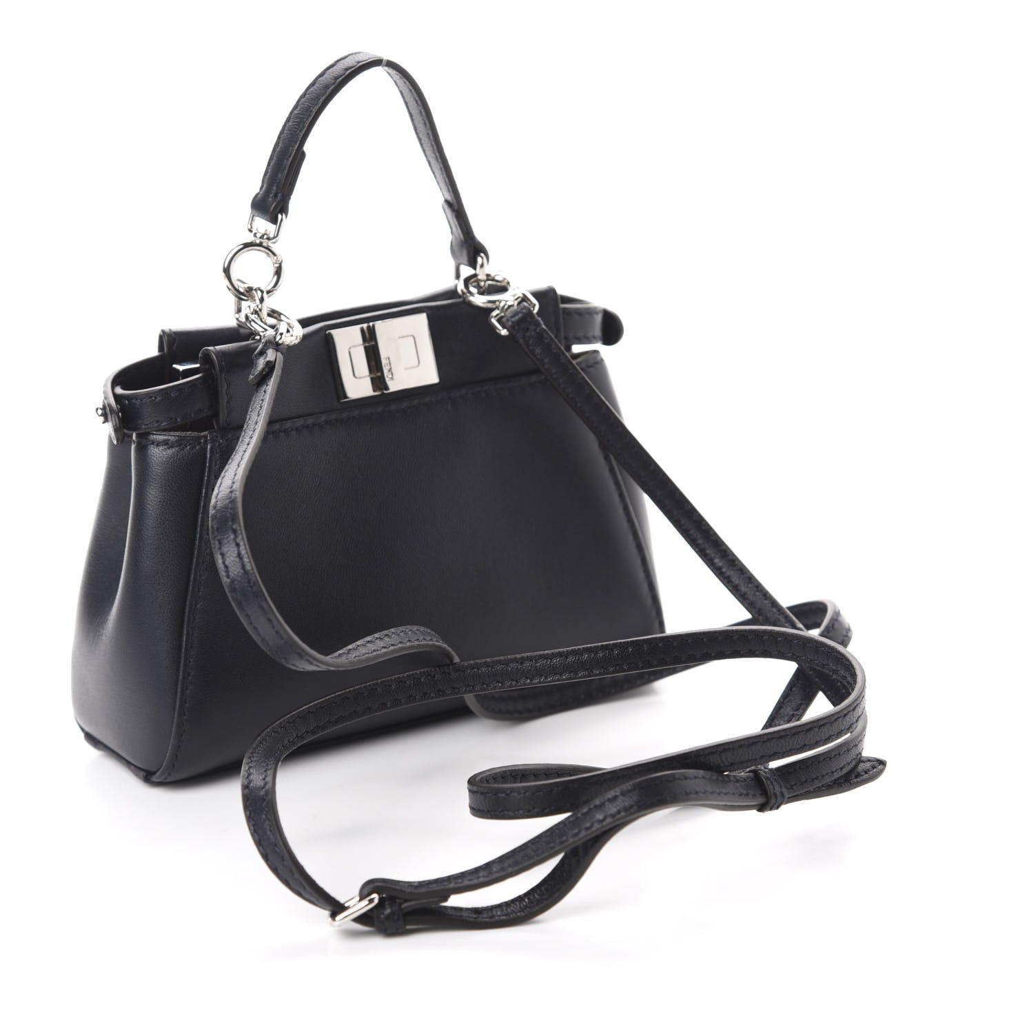 Fendi Shiny Nappa Botanic Garden Embroidered Micro Peekaboo Iconic Satchel Ocean Arancio 3 of 10