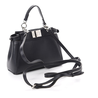 Fendi Shiny Nappa Botanic Garden Embroidered Micro Peekaboo Iconic Satchel Ocean Arancio 3 of 10