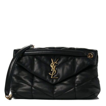 Saint Laurent Lambskin Quilted Small Loulou Puffer Monogram Chain Satchel Black 1 of 5