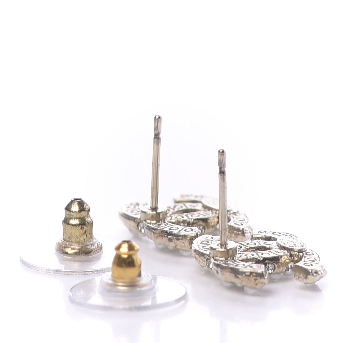 Pearl Crystal CC Earrings Gold