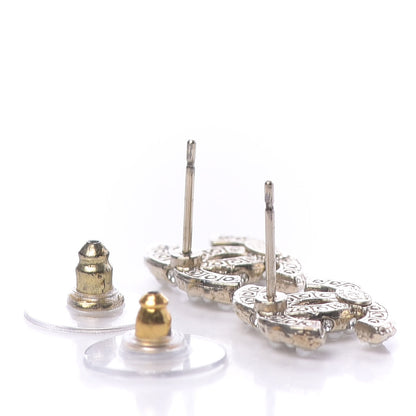 Chanel Pearl Crystal CC Earrings Gold 3 of 5