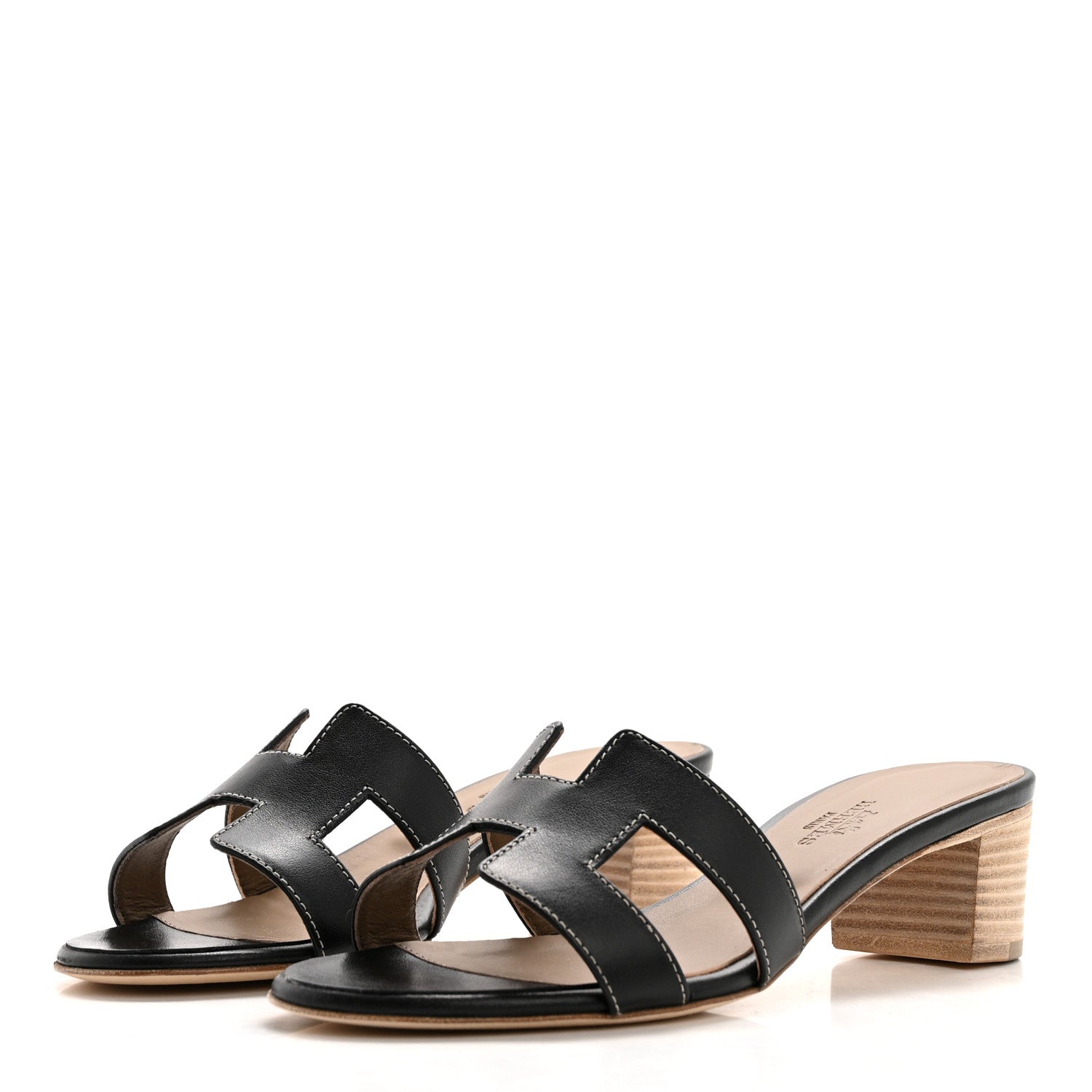 Hermes Calfskin Oasis Sandals 36 Black 3 of 8