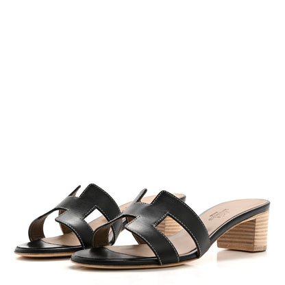 Hermes Calfskin Oasis Sandals 36 Black 3 of 8