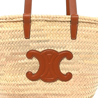 Celine Raffia Calfskin Triomphe Medium Panier Tan 7 of 9