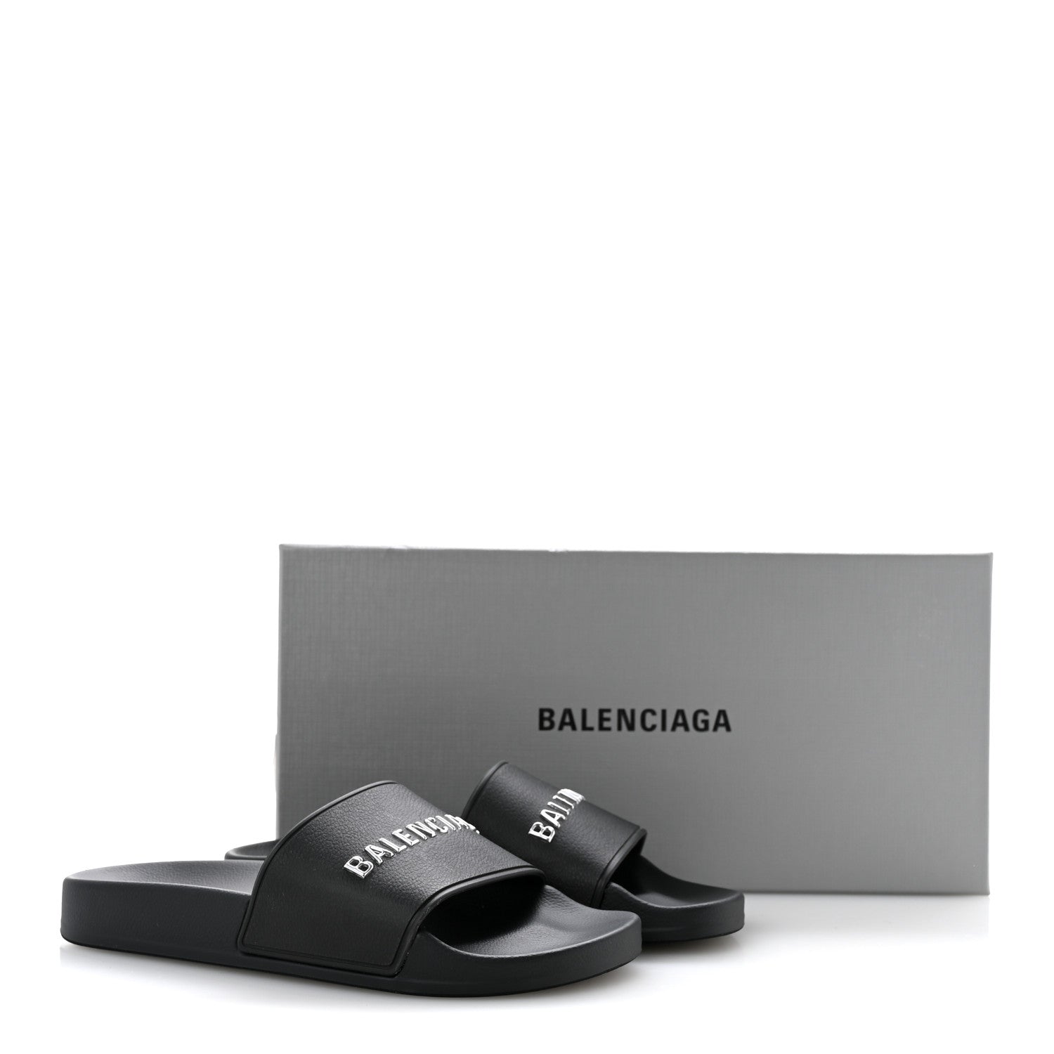 Balenciaga Rubber Womens Logo Pool Slide Sandals 35 Black 9 of 9