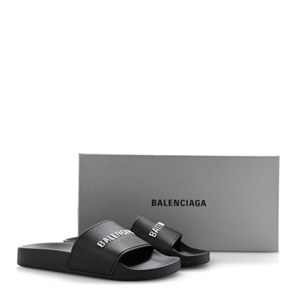 Balenciaga Rubber Womens Logo Pool Slide Sandals 35 Black 9 of 9