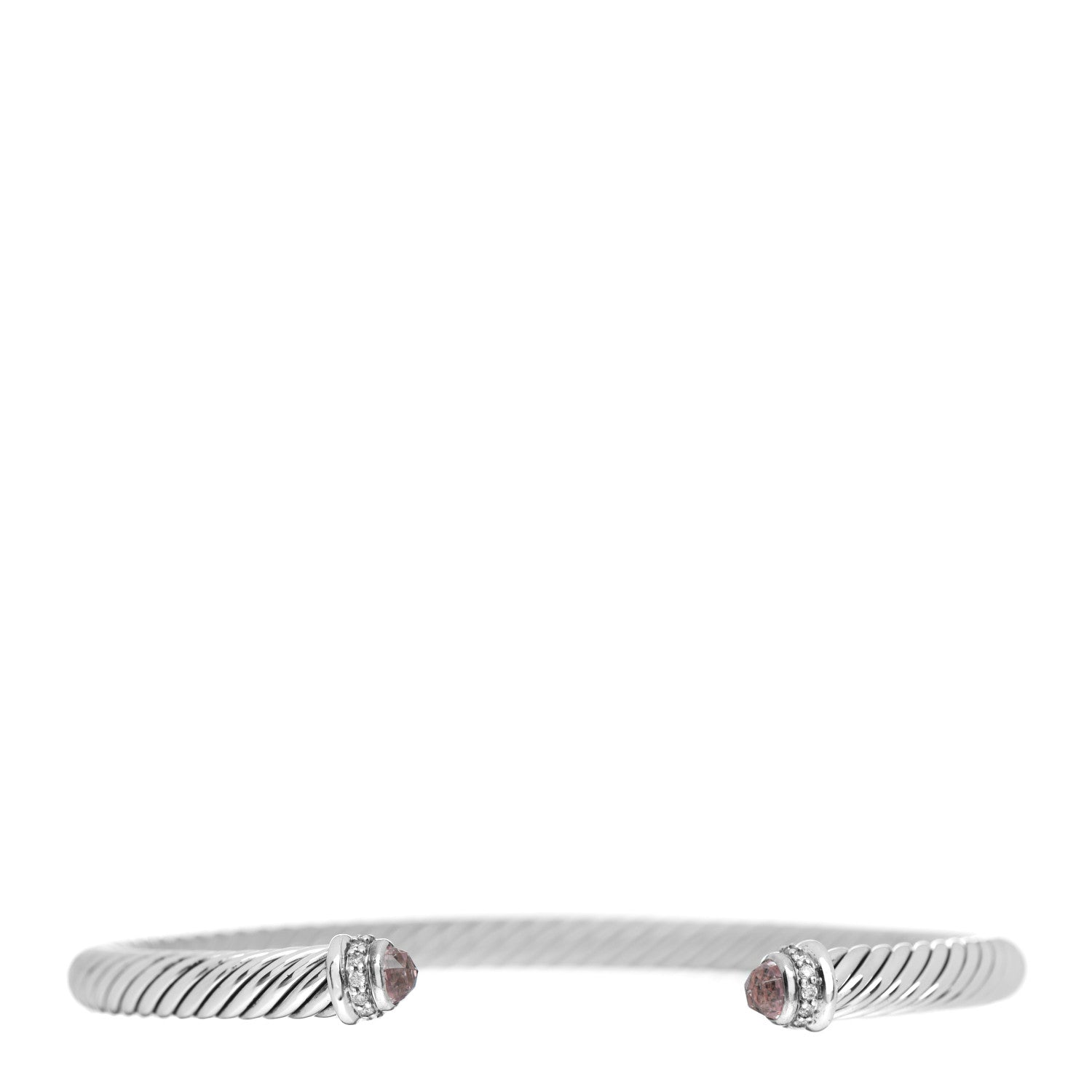 David Yurman Sterling Silver Diamond Morganite 5mm Cable Classics Bracelet 1 of 4