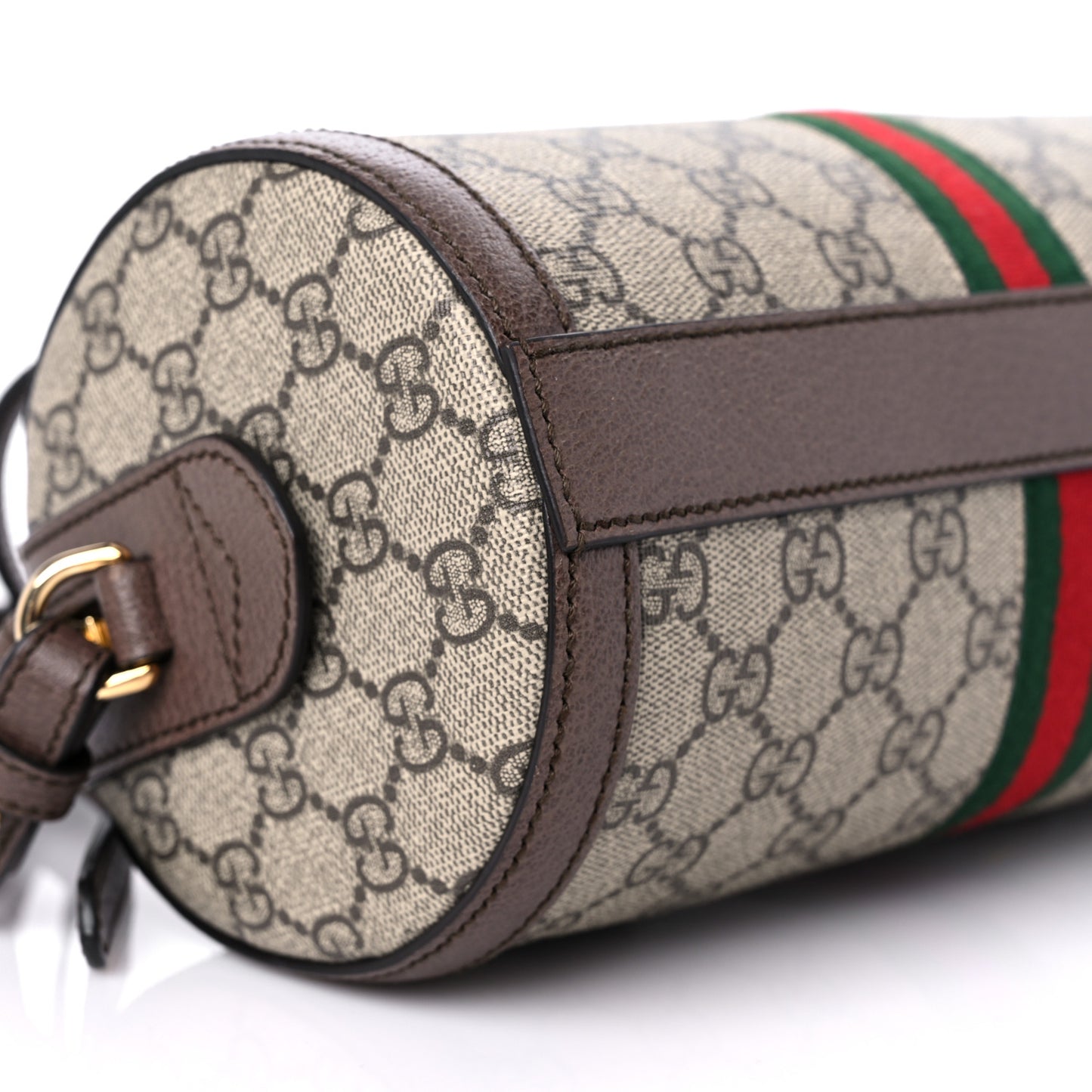 GG Supreme Monogram Web Small Ophidia Boston Bag Brown