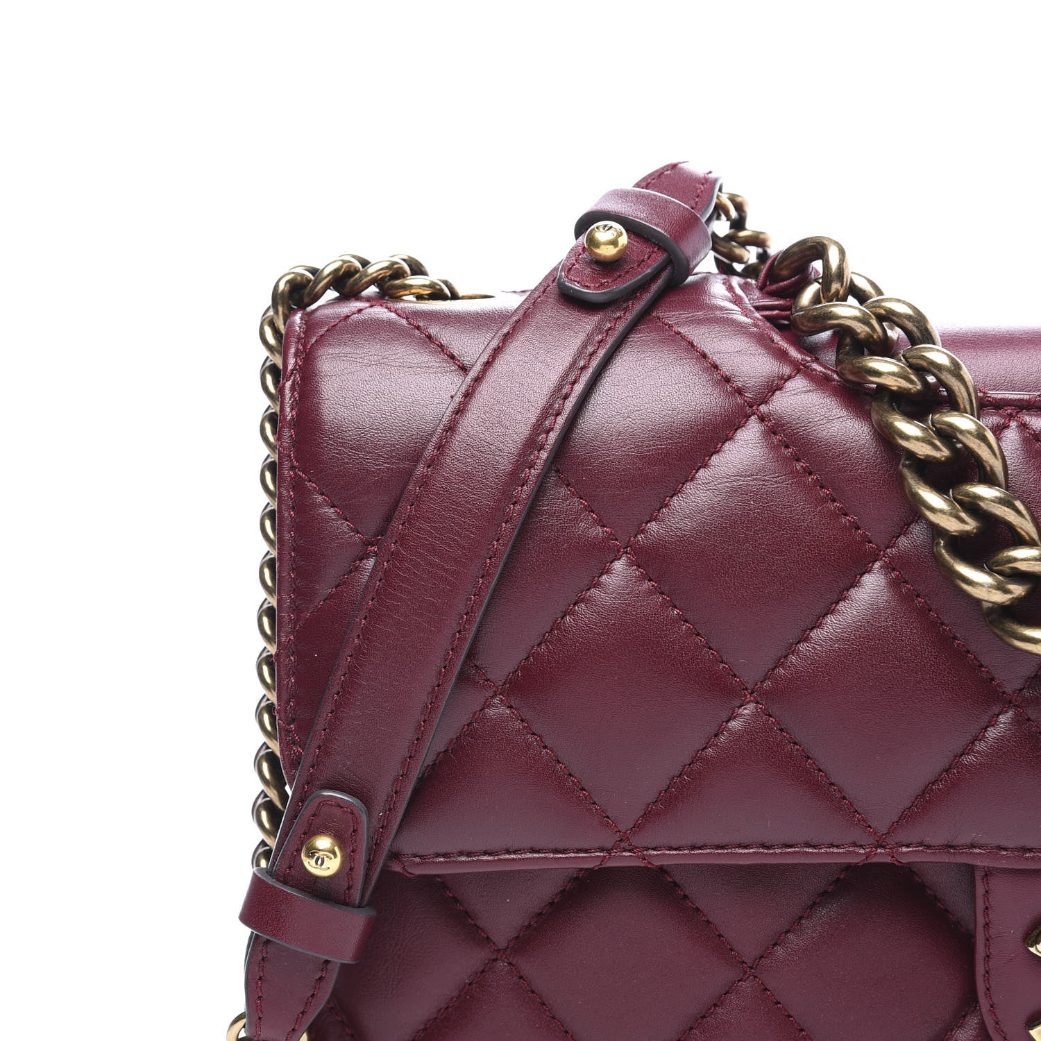 Chanel Calfskin Quilted Large Perfect Edge Flap Burgundy 10 of 11