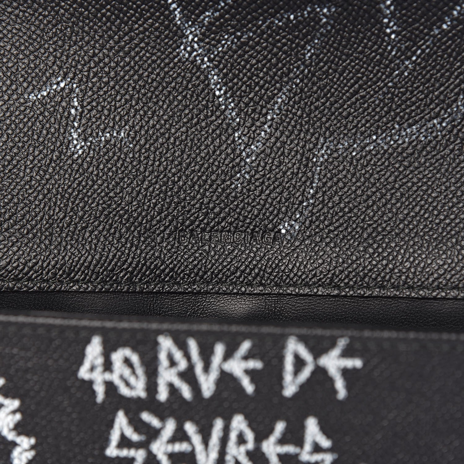 Balenciaga Calfskin Graffiti BB Chain Wallet Black White 6 of 10