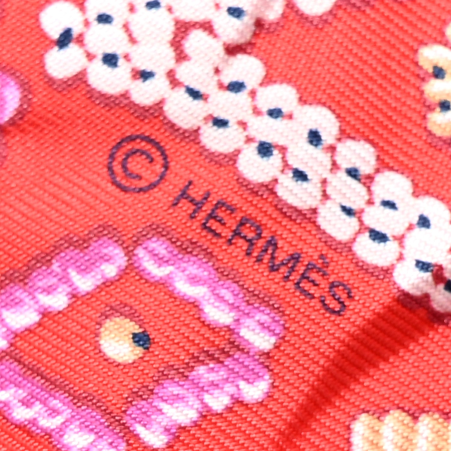 Hermes Silk Kelly en Perles Twilly Vermillon Parme 3 of 5