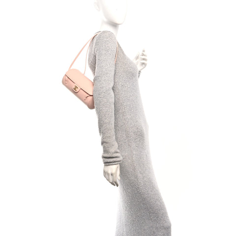 Shiny Caviar Preppy Coco Small Bowling Bag Light Pink