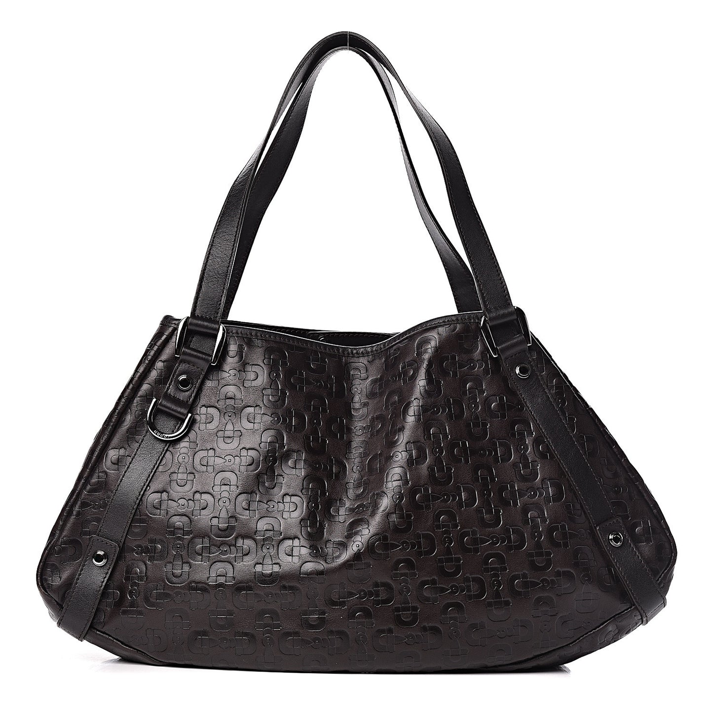 Calfskin Horsebit Embossed Medium Abbey Tote Dark Brown
