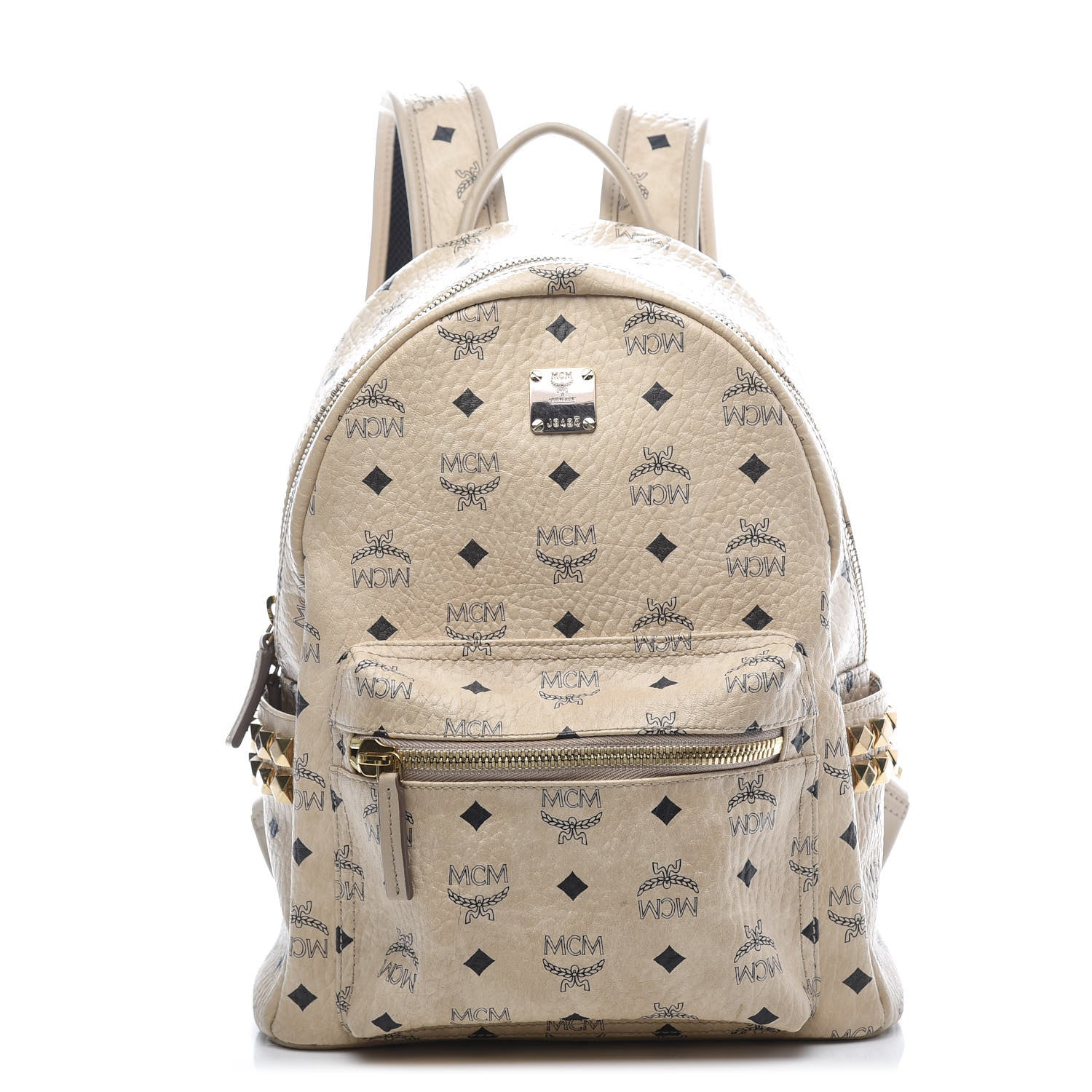 MCM Visetos Small Side Stud Stark Backpack Beige 1 of 10