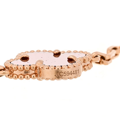 Van Cleef & Arpels 18K Rose Gold Carnelian 5 Motifs Guilloche Vintage Alhambra Bracelet 4 of 5