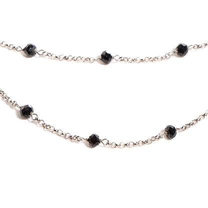David Yurman Sterling Silver Black Spinel Bead Chain Necklace 3 of 7