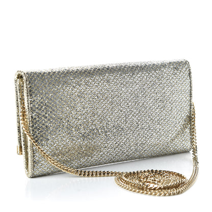 Jimmy Choo Lame Mila Glitter Wallet On Chain Champagne 3 of 9