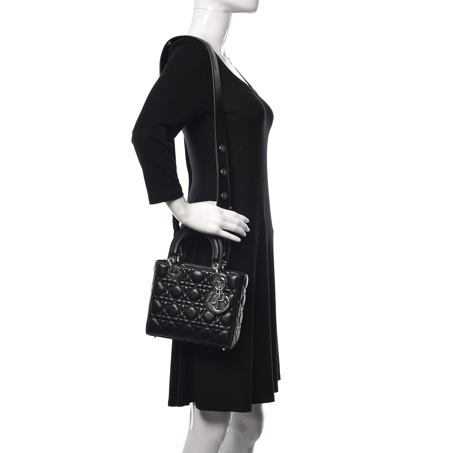 Christian Dior Lambskin Cannage Small Lucky Badges My Lady Dior Black 2 of 12
