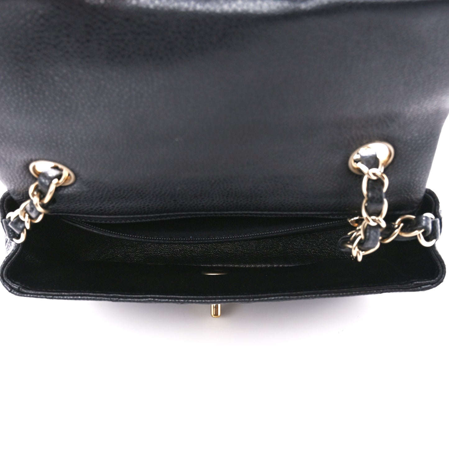 Iridescent Caviar Quilted Mini Rectangular Flap Charcoal