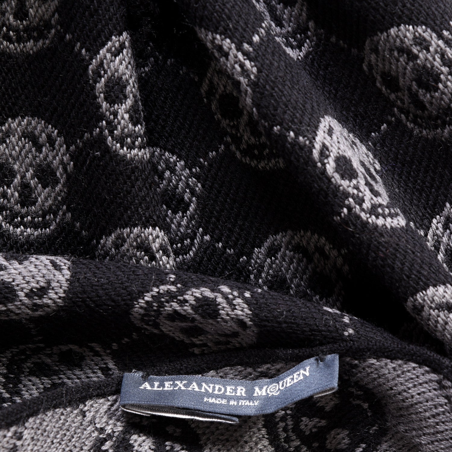 Alexander McQueen Wool Skull Scarf Black Grey 4 of 4