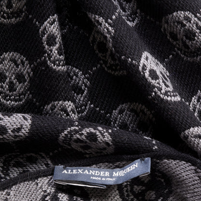 Alexander McQueen Wool Skull Scarf Black Grey 4 of 4