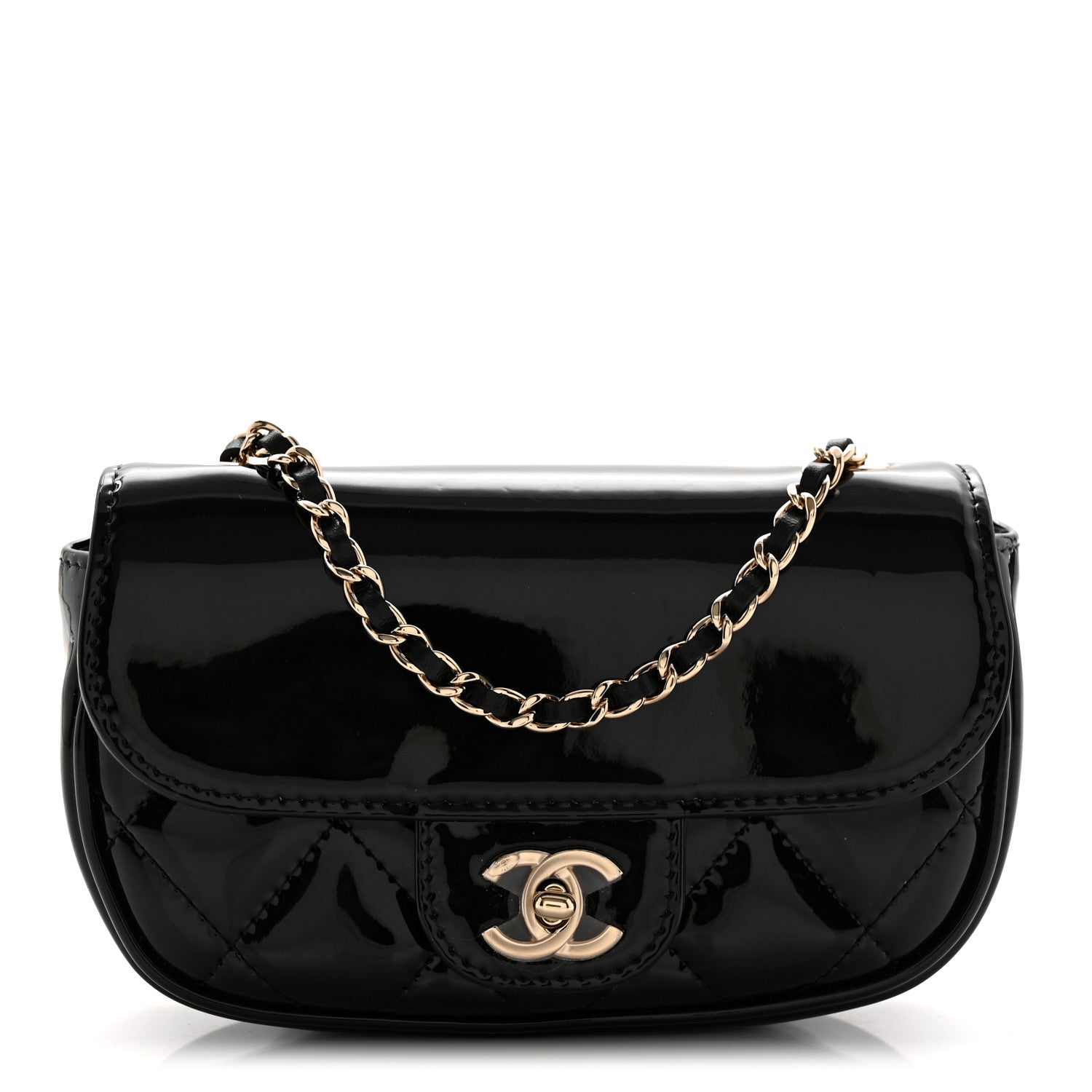 Chanel Patent Calfskin Quilted Mini Clutch Black 1 of 13