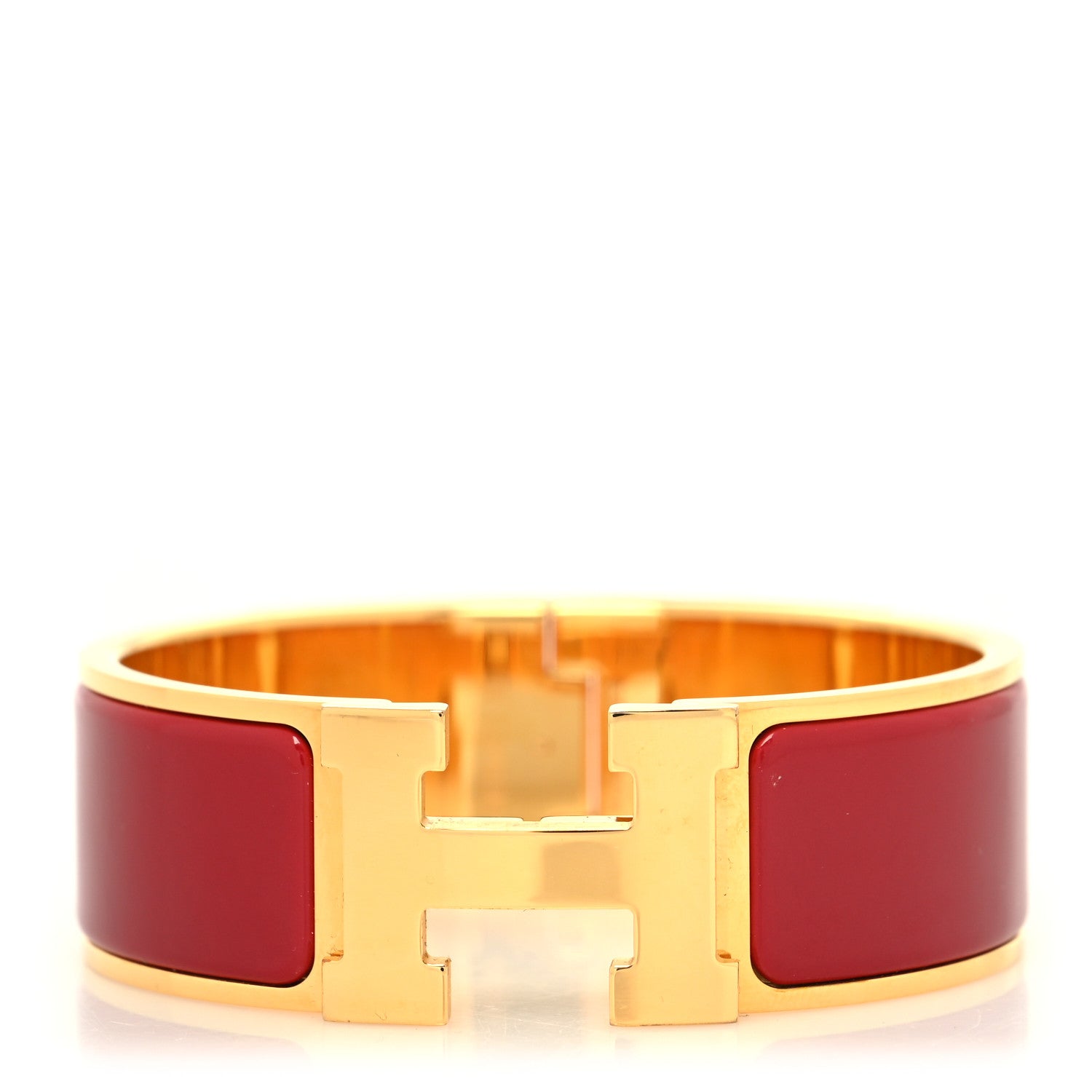 Hermes Enamel Wide Clic Clac H Bracelet PM Red 1 of 5