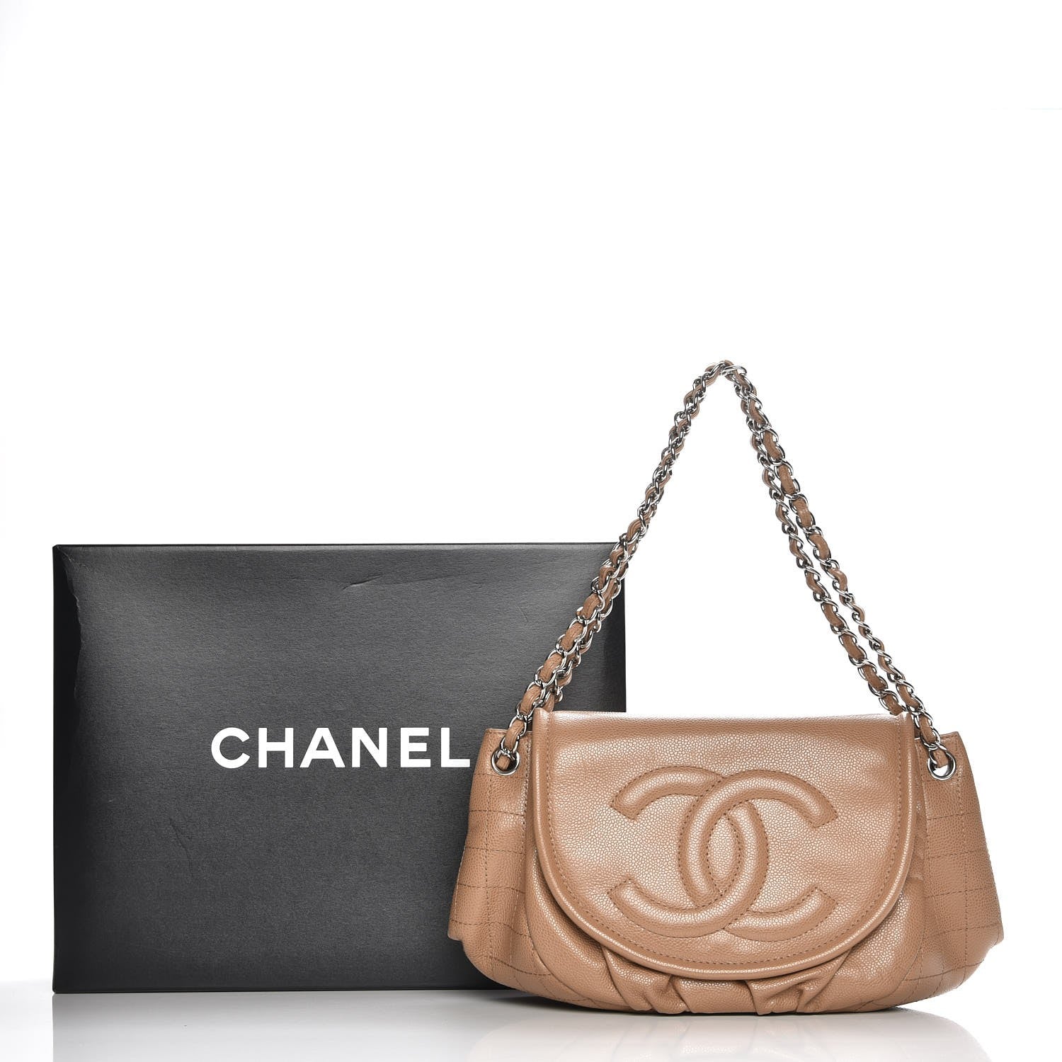 Chanel Caviar Half Moon Large Flap Dark Beige 8 of 8