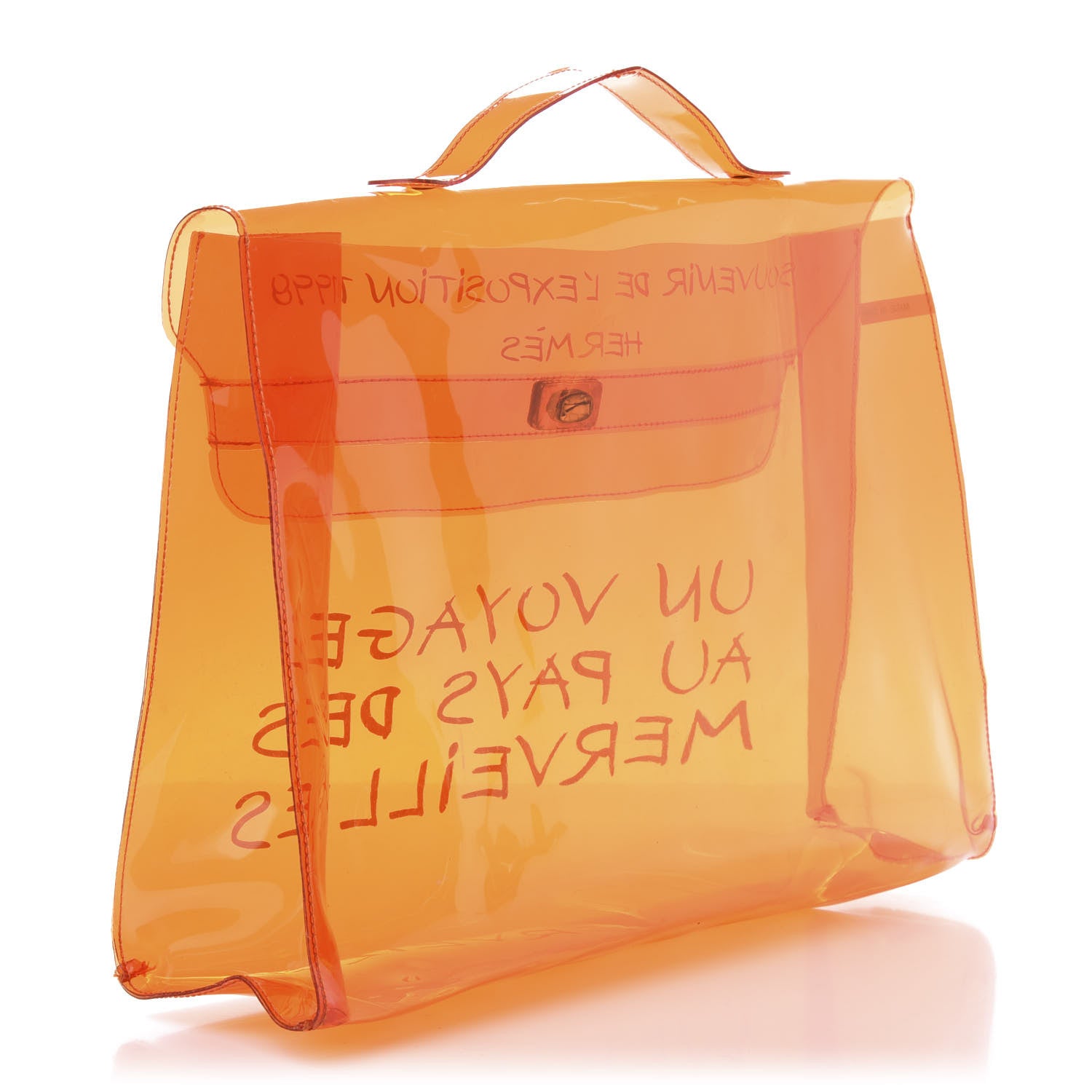 Hermes Vinyl Souvenir De L'Exposition Kelly Orange 3 of 13