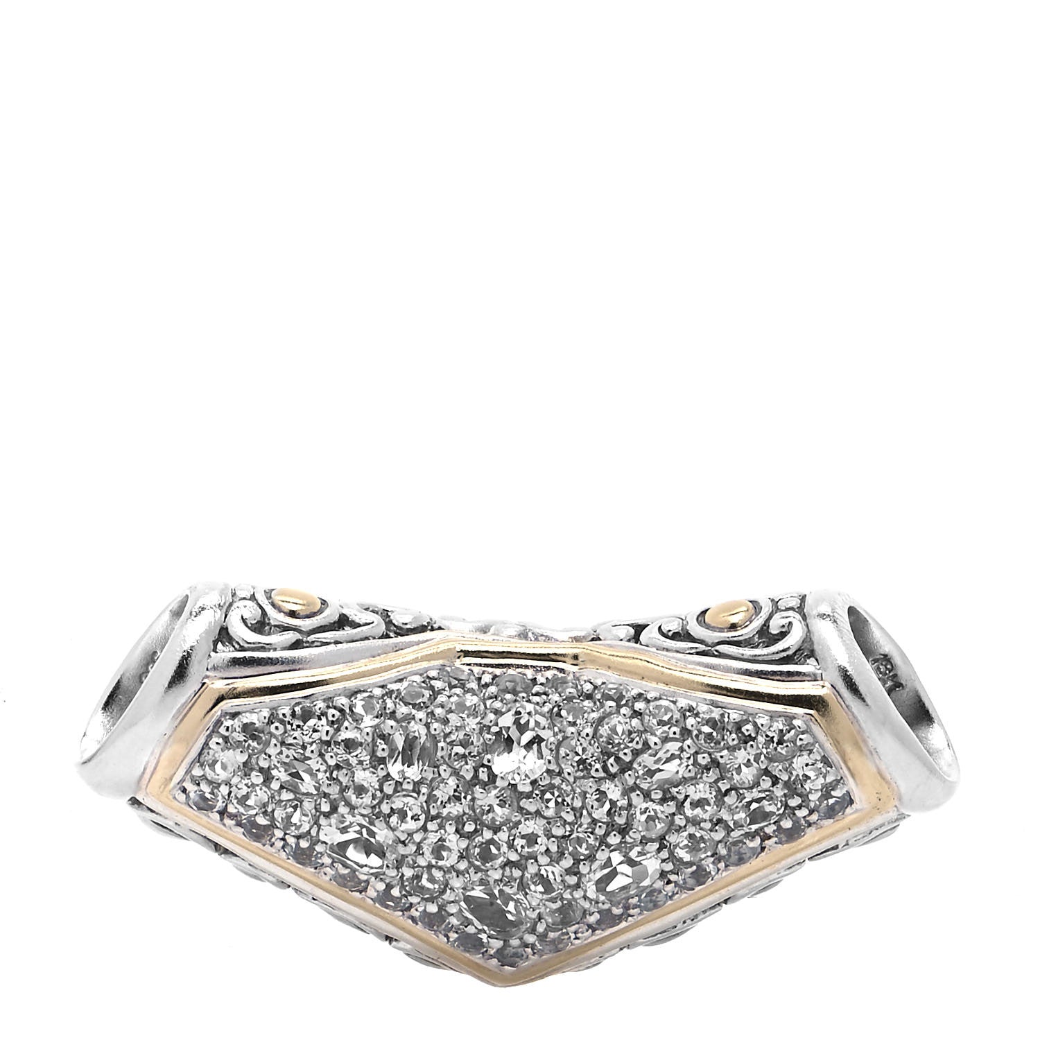 John Hardy Sterling Silver 18K Yellow Gold White Sapphire Slide Enhancer Pendant 1 of 6