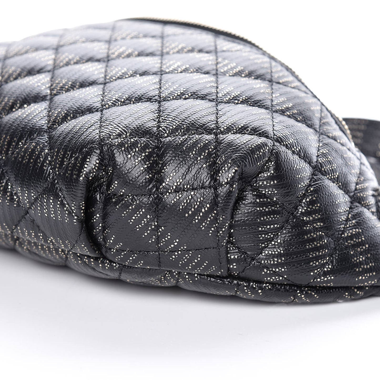 Calfskin Quilted Waist Bag Black Gold